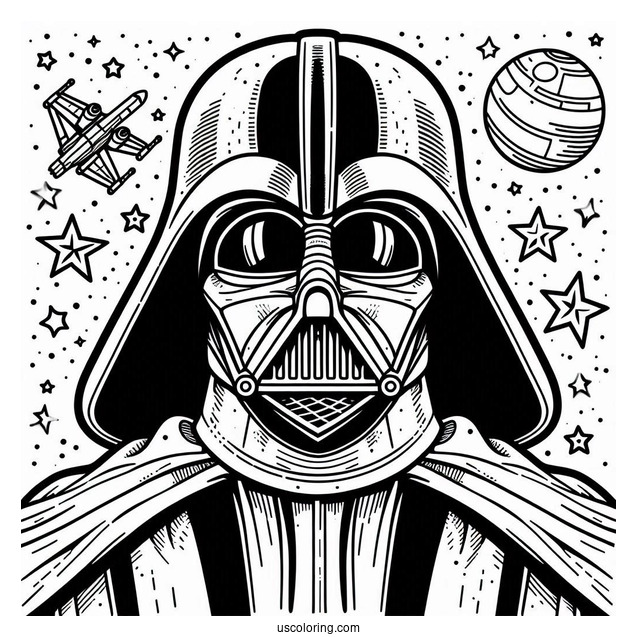 Easy Darth Vader Coloring Page For Kids