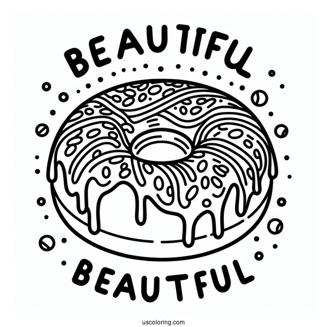 Simple Outline Of Donut With Text To Color