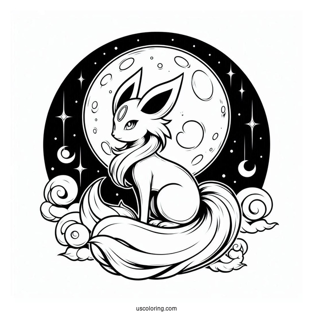 Ninetales In Front Of Full Moon Coloring Page