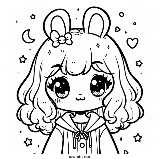 Cute Kawaii Coloring Page For Kids