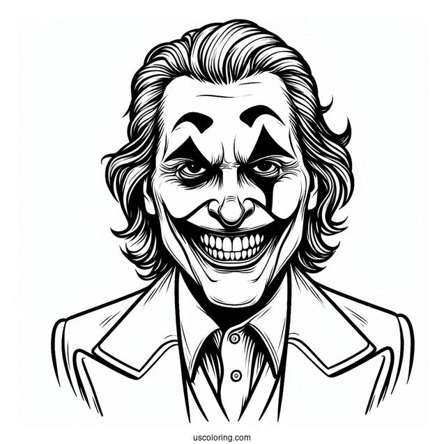 Terrifying Joker Coloring Page Grinning