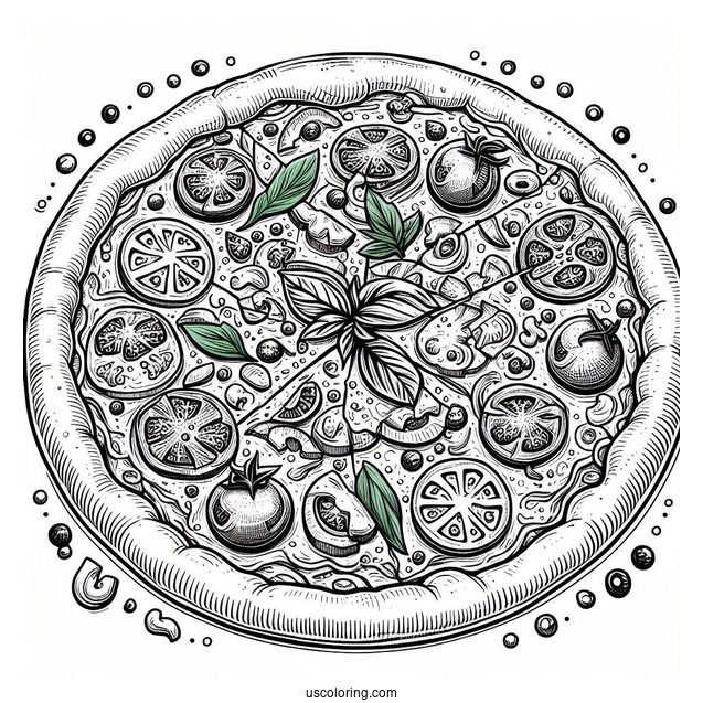 Authentic Italian Pizza Coloring Page