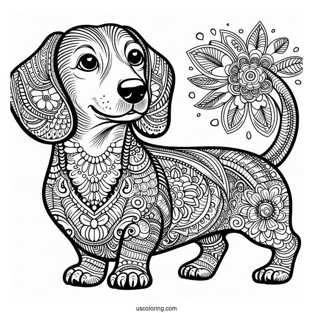 Dachshund Coloring Page Mandala