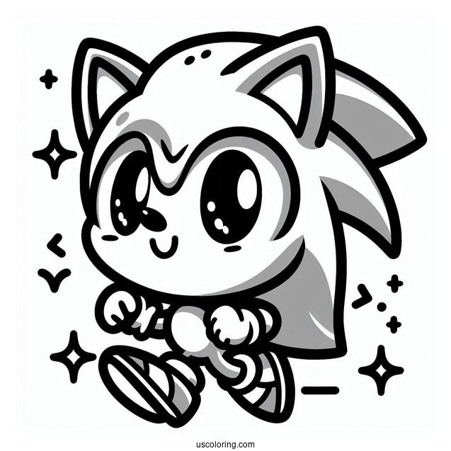 Cute Kawaii Sonic Coloring Page