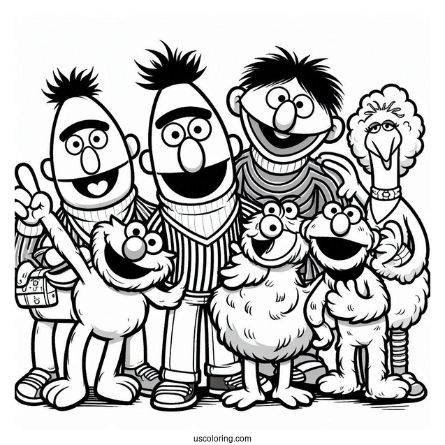 Bert, Elmo, Big Bird, Zoe, Ernie, And Count von Count