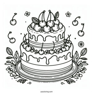 Two-Tiered Birthday Cake With Cherries