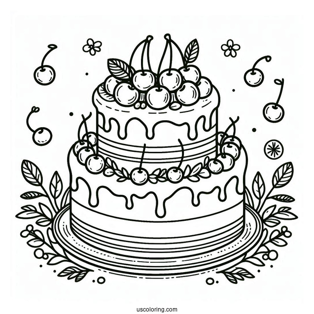 Two-Tiered Birthday Cake With Cherries