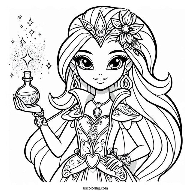 Shimmer And Shine Coloring Page Of Zeta The Sorceress Holding Potion