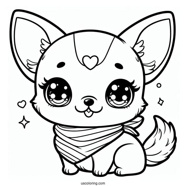 Kawaii Cartoon Chihuahua Coloring Page For Kids