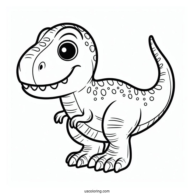 Easy T-Rex To Color For Preschoolers