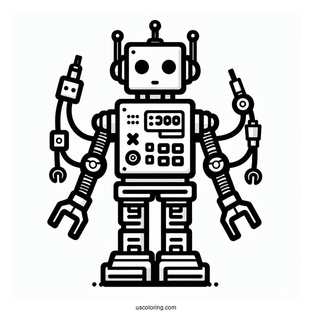 Simple Lego Robot Coloring Page For Kids