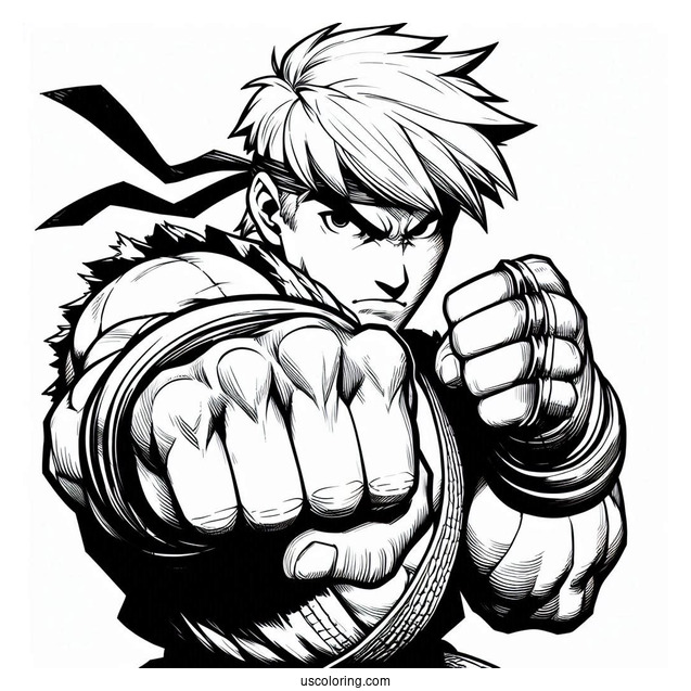 Street Fighter Coloring Page Of Makoto Punching The Air