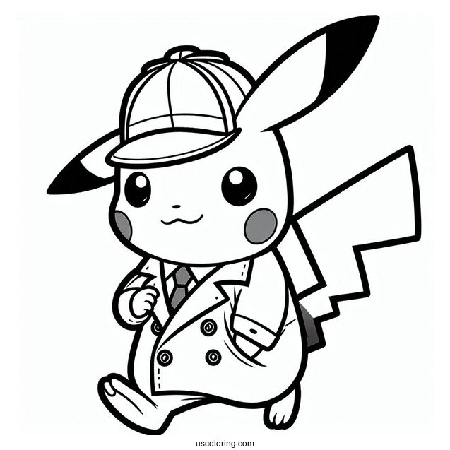 Detective Pikachu Coloring In For Kids