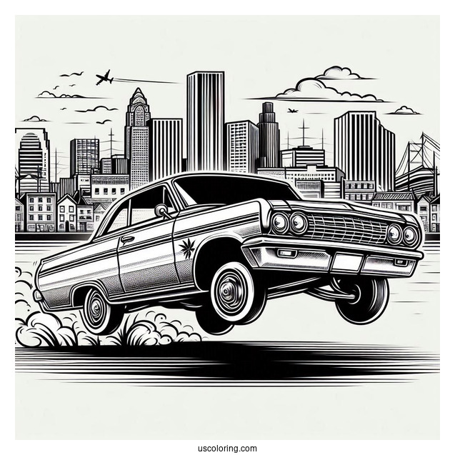 Hopping Impala Lowrider Coloring Page