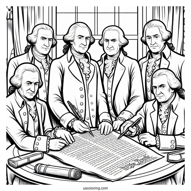 America s Founding Fathers Signing The Constitution Coloring Page For Kids