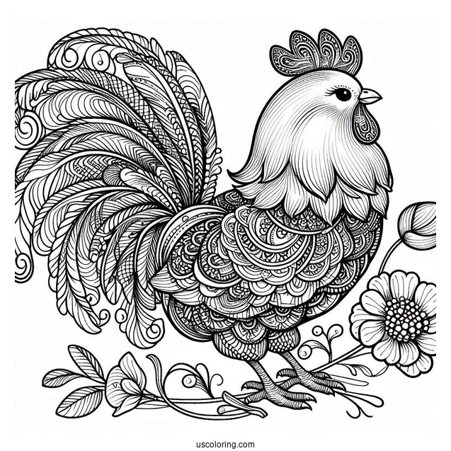Chinese Silk Chicken Coloring Page