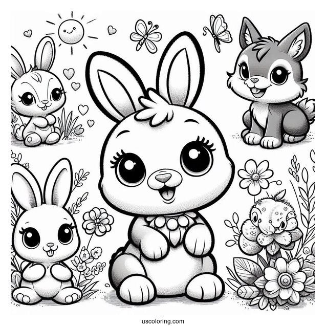 Sunny Bunnies With Hopper, Shiny, Iris, Big Boo, Turbo, And Gray Wolf