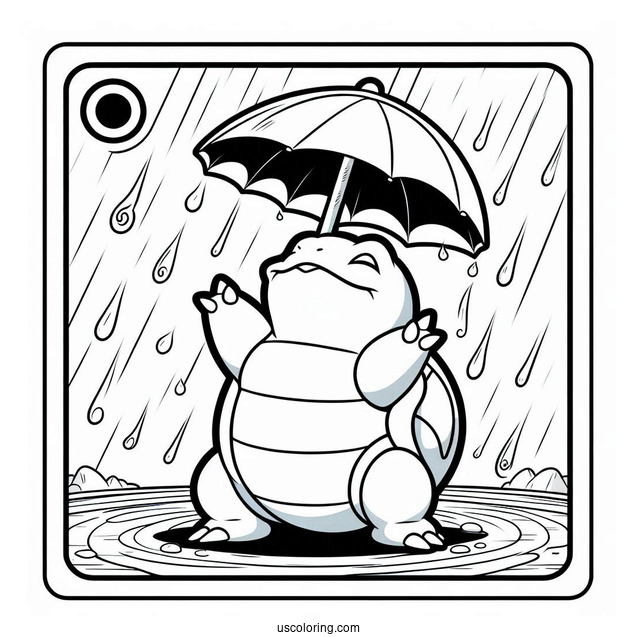 Blastoise Rain Dance Pokemon Card Coloring Page