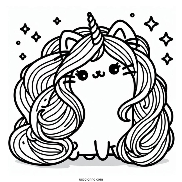 Unicorn Pusheen With Long Rainbow Hair