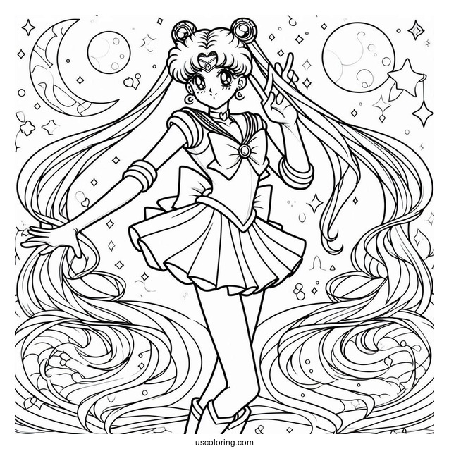 Coloring Sheet Of Sailor Moon Iconic Pose
