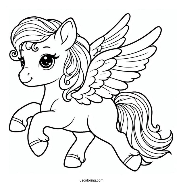 Baby Pegasus Coloring Page Outline For Preschoolers