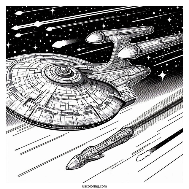 Star Trek Coloring Page Of Detailed Maquis Raider Starship