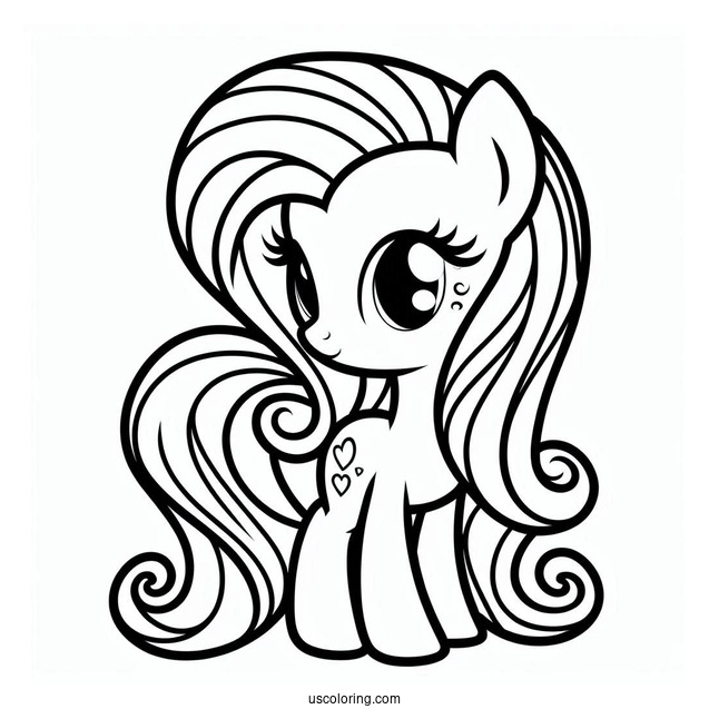 Cute Fluttershy Outline for Kids