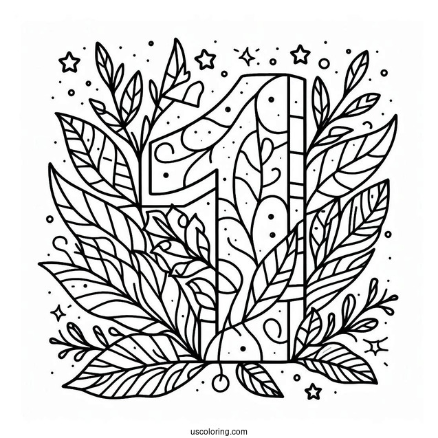 Numberblocks Coloring Page 11 With Leaves And Stars