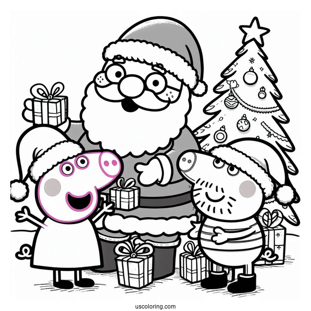 Peppa Pig And George With Santa At Christmas