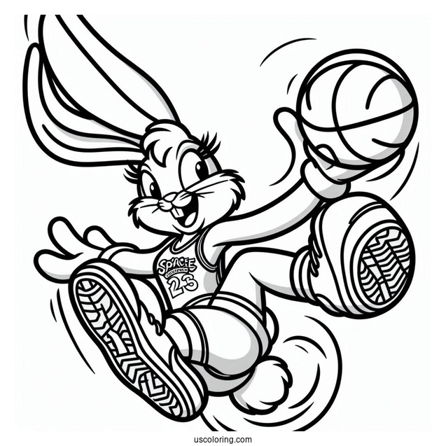 Lola Bunny Slam Dunks Coloring Page