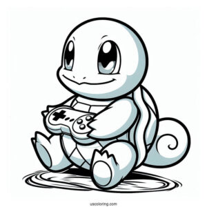 Squirtle Coloring Page Holding Game Boy