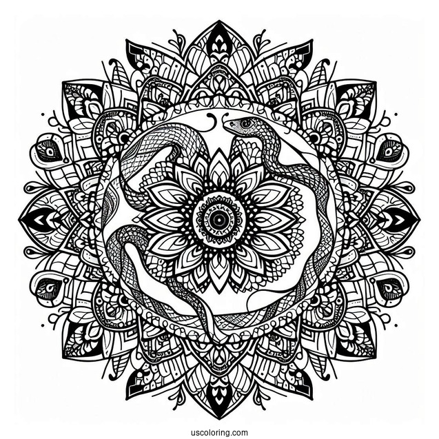 Snake Mandala To Color For Adults