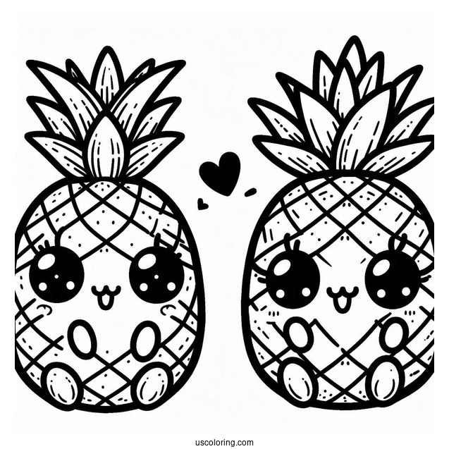 Kawaii Pineapple Coloring Page