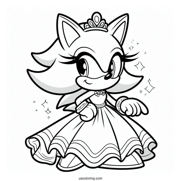 Blaze the Cat Wearing Gown Coloring In
