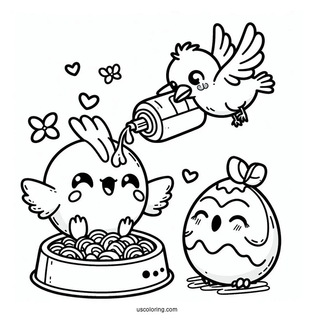 Feeding Tamagotchi Coloring Pages Pet