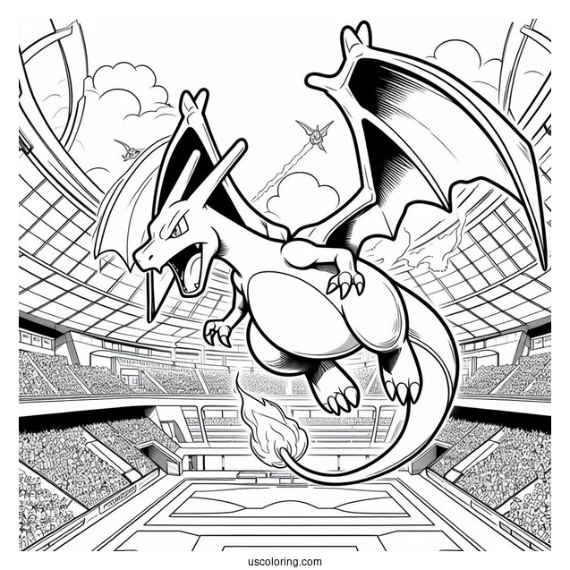 Ferocious Charizard Flying Out Of Pokemon Stadium