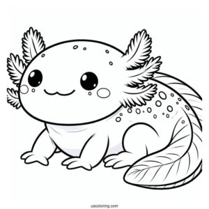 Chubby Axolotl Coloring Page Sitting