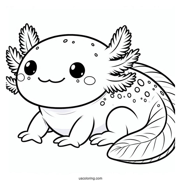 Chubby Axolotl Coloring Page Sitting