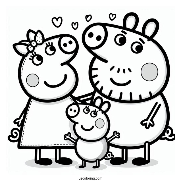 Mummy And Daddy Pig With Peppa And George