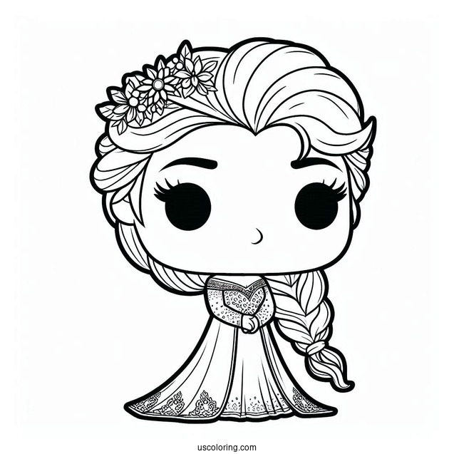 Cute Elsa Funko Pop Coloring For Preschoolers