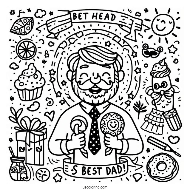 Father's Day Coloring Page Of Fun World s Best Dad For Kids