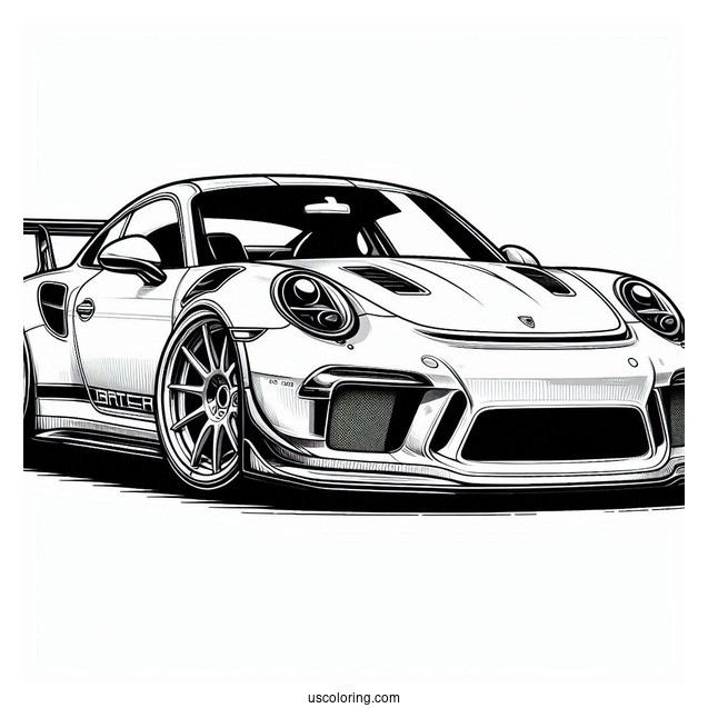 Porsche Coloring Page GT3 Angled View