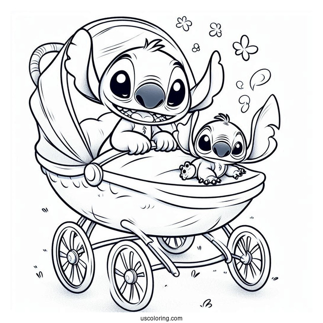 Baby Pleakley And Jumba Jookiba In Prams To Color