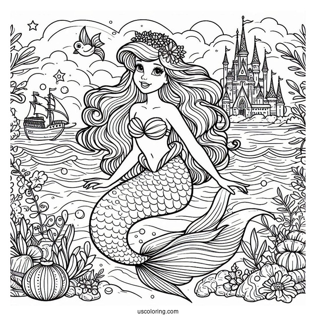 Detailed Little Mermaid Coloring Page