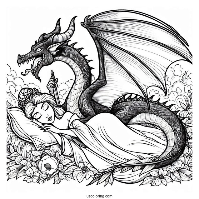 Sleeping Beauty Dragon Maleficent Coloring Page