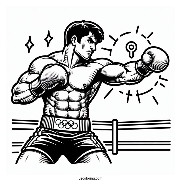 Simple Olympics Coloring Page Boxing For Kids