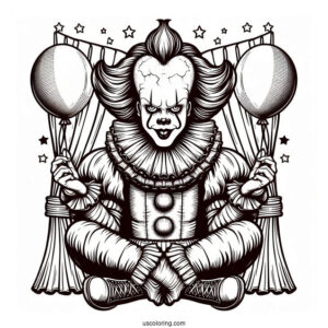 Pennywise Coloring Page Vintage Circus Poster