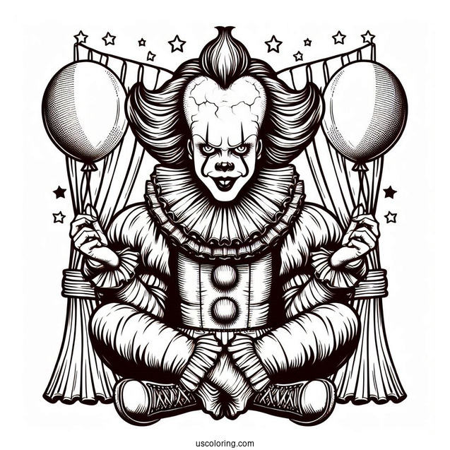 Pennywise Coloring Page Vintage Circus Poster