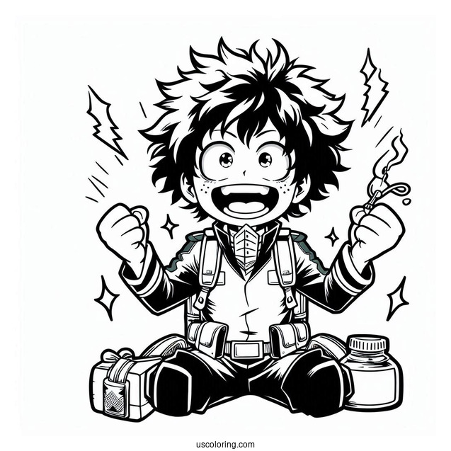 My Hero Academia Ochaco Uraraka With Deku Coloring Page