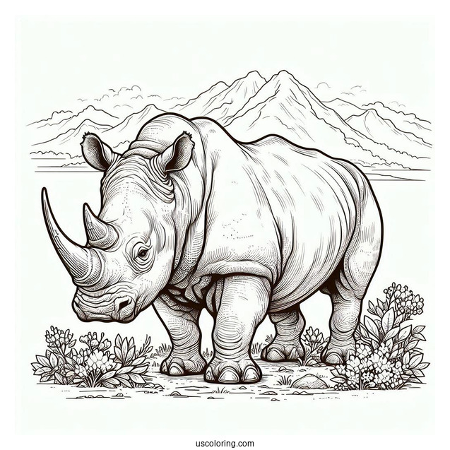 Adult Rhino Coloring Sheet